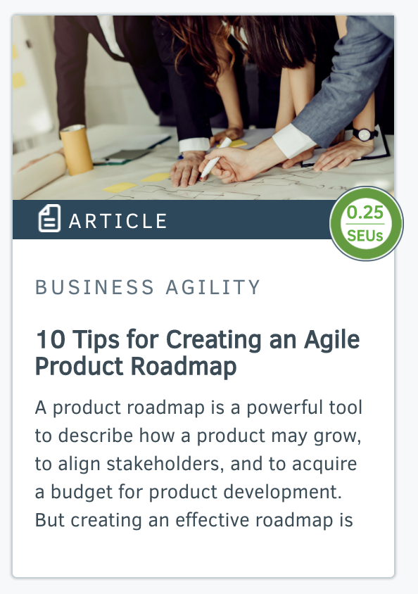 Article: 10 Tips for Creating an Agile Product Roadmap